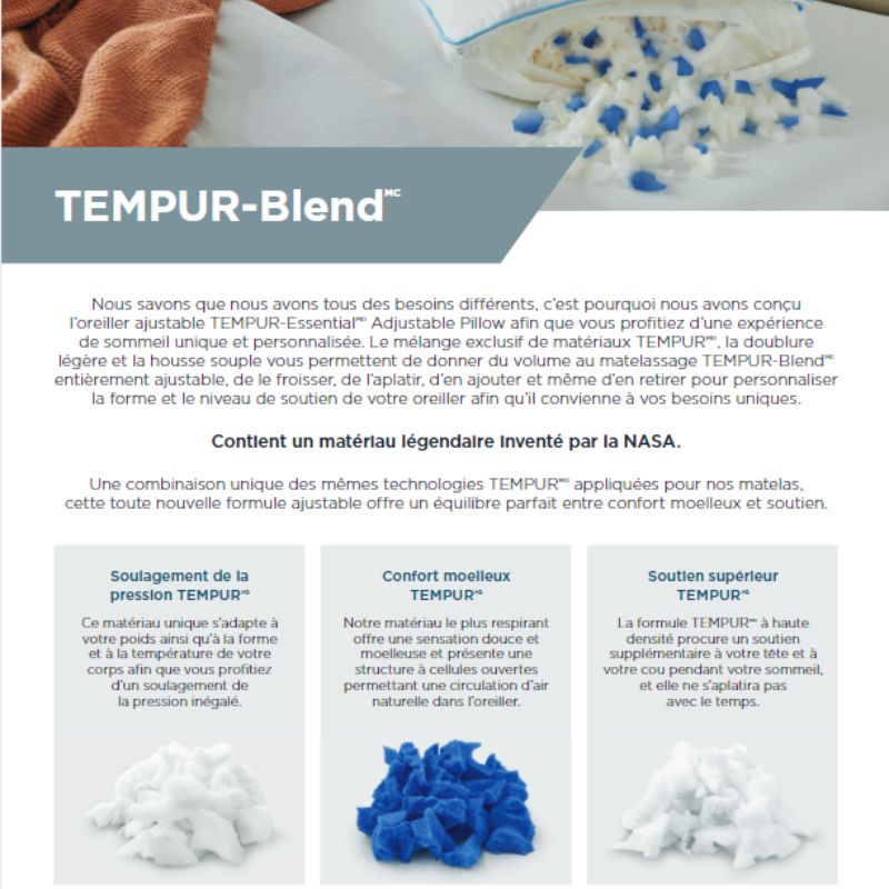 Avantage oreiller Tempur-Pedic