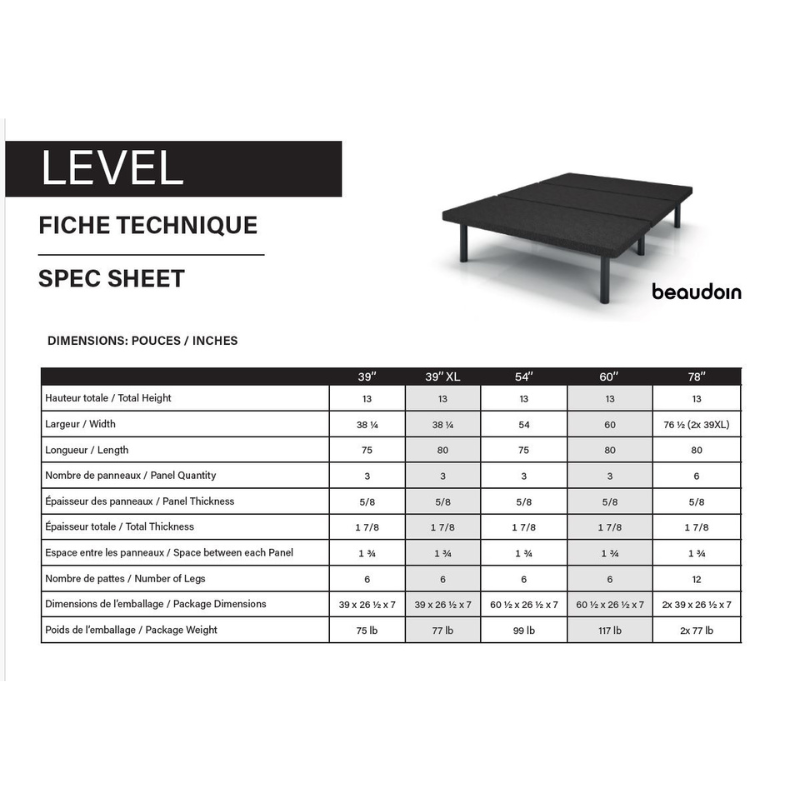 Level promo platform bed made in Quebec