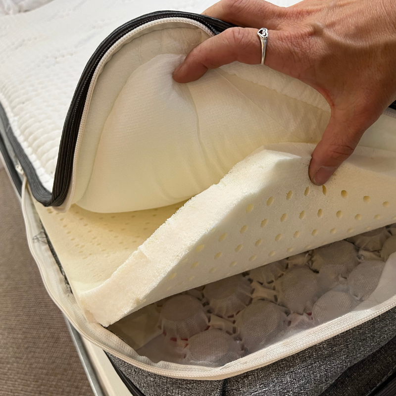 matelas celeste latex avec fermeture eclaire à confort changeable