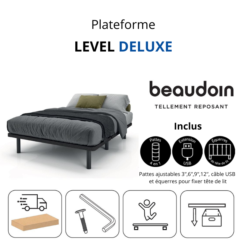 Level Deluxe platform bed made in Quebec